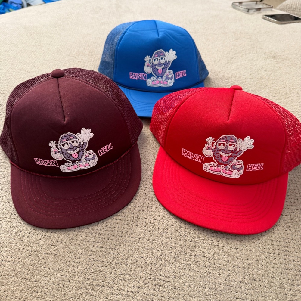Vintage California Raisins 1990s Raisin Hell Trucker Hat Lot of 3
